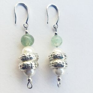 NWT 925 solid sterling silver DANGLE EARRINGS JADE Quartz GIFT FOR HER 2…